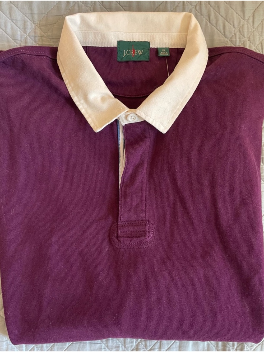 J. CREW Rugby shirt with striped placket in Wine (GRO) Size XL $98 BW541